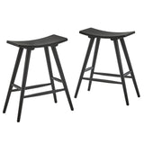 Homelegance By Top-Line Darvell Solid Wood 24" Counter Stool (Set of 2) Black Rubberwood