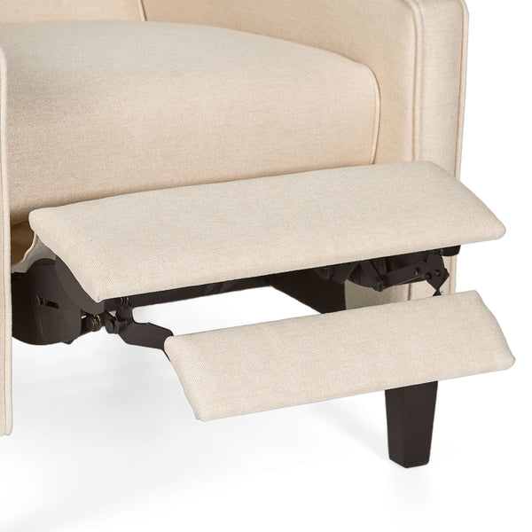 English Elm Christopher Knight Home® - Minimalist Push Back Chair with Thick Cushion and Birch Wood Legs for Stylish, Durable Comfort Beige 57444.00BEI