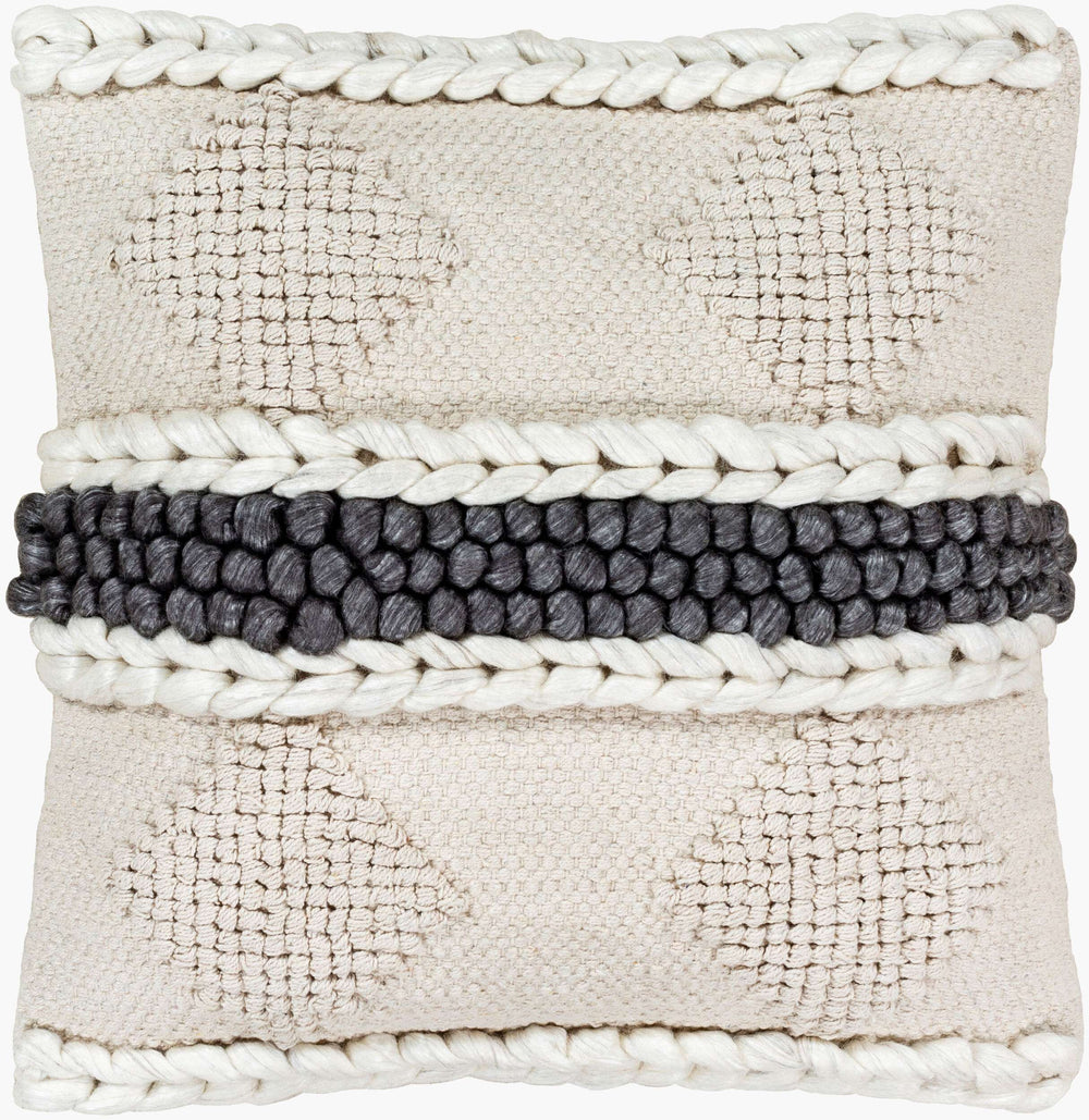 Surya Anton 22" Cozy Cottage-style Accent Pillow - Unique Textured Design, Soft Cotton & Wool Blend Light Beige Cotton,Viscose,Wool,Cotton Nto002-2222p