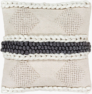 Surya Anton 22" Cozy Cottage-style Accent Pillow - Unique Textured Design, Soft Cotton & Wool Blend Light Beige Cotton,Viscose,Wool,Cotton Nto002-2222p