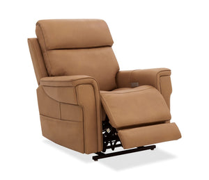 Hooker Furniture Lyra Semi-Aniline Top Grain Leather Power Lift Recliner With Wireless Charging, Cupholder, Lumbar Brown RC622-PHLL4-082