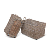 Park Hill Rattan Woven Storage Basket with Casters - Set of 2 ECW30217