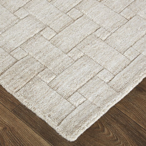 Feizy Rugs Redford Handwoven Geometric Rug Collection - Stylish, Durable, And Artisan Crafted For Modern Homes Ivory Viscose,Wool Red8669ftan000f00