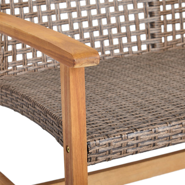 English Elm Christopher Knight Home® - HAMPTON Acacia Wood & Wicker Loveseat Natural Grey with Iron Frame, Weather-Resistant, Sturdy Design 60396.00WTC