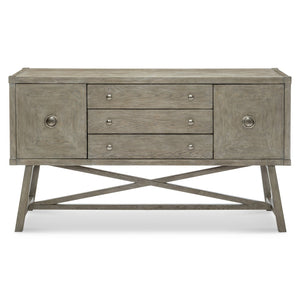 Bernhardt Bernhardt Weathered Pewter Albion Sideboard With X-Stretcher Base, 3 Drawers & Adjustable Shelves 311130