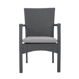 English Elm Christopher Knight Home® - CORSICA Wicker KD Dining Chair with Water-Resistant Removable Cushion — Stylish Outdoor Seating for Patios Grey 37.5 L x 21.5 W x 10.25 H 56424.00GRY