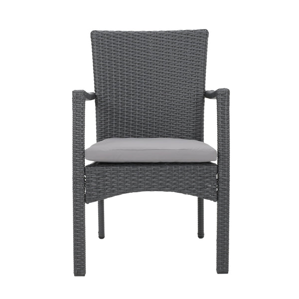 English Elm Christopher Knight Home® - CORSICA Wicker KD Dining Chair with Water-Resistant Removable Cushion — Stylish Outdoor Seating for Patios Grey 37.5 L x 21.5 W x 10.25 H 56424.00GRY