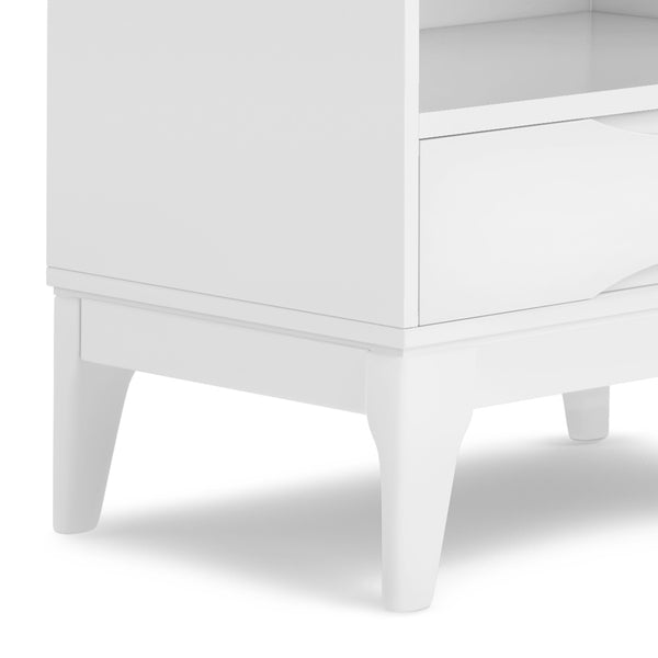 English Elm Harper Mid-Century Modern Bookcase With Adjustable Shelves & Drawer - Vintage White Storage Solution B136P158717