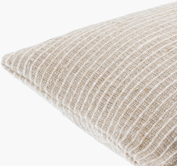 Surya Natchez 14"L X 22"W Premium Linen Lumbar Pillow - Ultra-soft, Stylish Design For Any Home Decor Light Beige Linen,Cotton,Viscose,Linen,Cotton,Viscose Ntz001-1422d