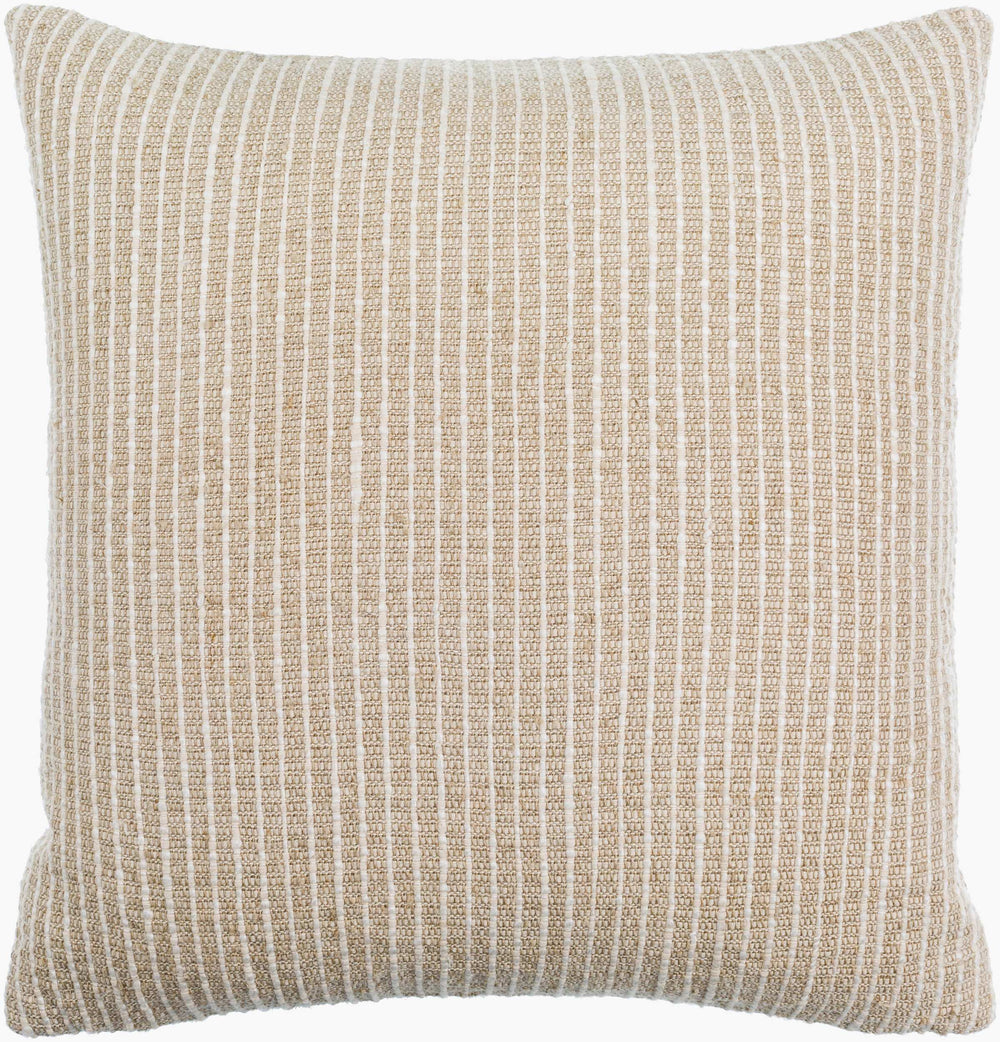 Surya Natchez 18"L X 18"W Premium Linen Accent Pillow – Soft, Stylish Comfort With Intricate Detailing Light Beige Linen,Cotton,Viscose,Linen,Cotton,Viscose Ntz001-2222p
