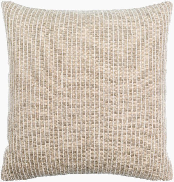 Surya Natchez 18"L X 18"W Premium Linen Accent Pillow – Soft, Stylish Comfort With Intricate Detailing Light Beige Linen,Cotton,Viscose,Linen,Cotton,Viscose Ntz001-2222p