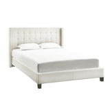 Homelegance By Top-Line Magnolia Nailhead Wingback Tufted Upholstered Bed White Linen