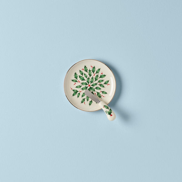 Lenox Hosting The Holidays Cheese Plate & Knife Set Red & Green, IVORY PORCELAIN 863652