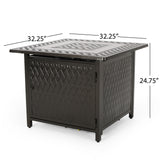 Christopher Knight Home® - Noble House - Amherst Outdoor Square Aluminum Fire Pit, Hammered Bronze