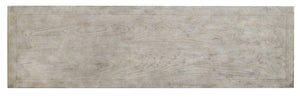 Hooker Furniture Diamante Shimmering Transitional Console With Light Cherry Gray Finish, Distressed Accents & Hidden Storage, 68" Wide 638-85102