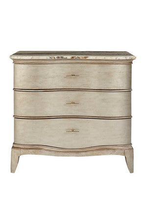 A.R.T. Furniture Starlite Bachelor Chest: Glamorous Peri Finish With Neapolitan Marble Top And Elegant Storage Drawers Silver, White Parawood Solids,Primavera Veneer,Metal,Marble 406142-2227