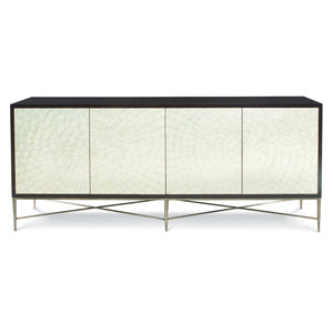 Bernhardt Bernhardt Espresso Capiz Buffet With Bronze Sculptural Base — Modern Storage, Cord Management, Luxe Finish 353132