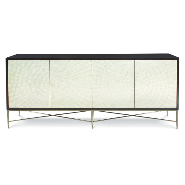 Bernhardt Bernhardt Espresso Capiz Buffet With Bronze Sculptural Base — Modern Storage, Cord Management, Luxe Finish 353132