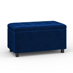English Elm Cosmopolitan Blue Velvet Storage Ottoman - Elegant Multi-Functional Seating & Stylish Organizer B136P159764