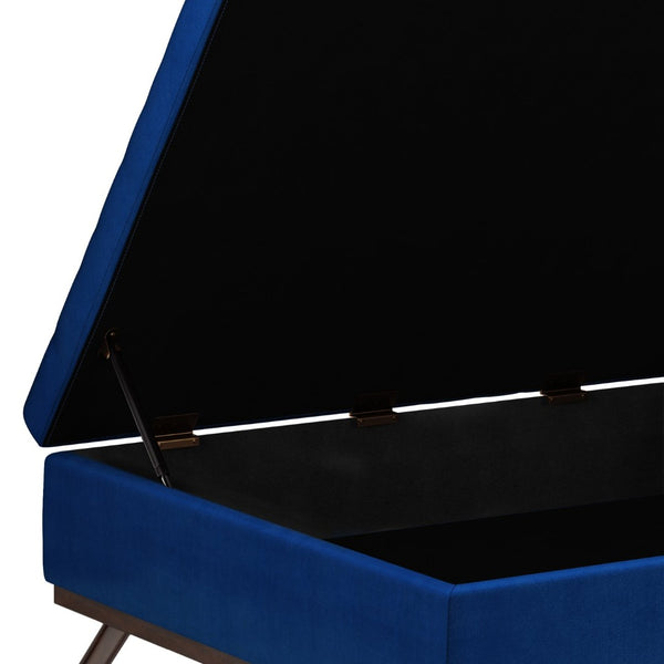 English Elm Owen Square Velvet Storage Ottoman - Versatile Mid-Century Coffee Table & Footrest In Blue Color B136P159170-GIGA