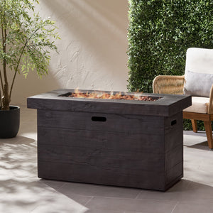 English Elm Custer Outdoor Rectangular Mgo Fire Pit 50000 Btu Patio Entertaining Table 61102.00BRN-50K