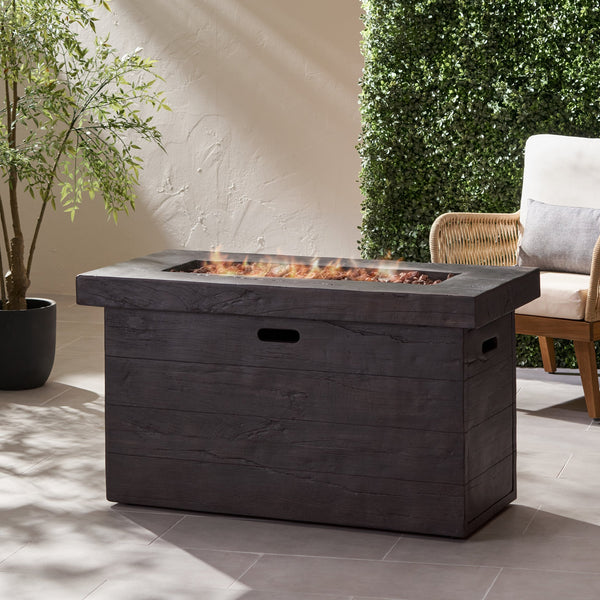 English Elm Custer Outdoor Rectangular Mgo Fire Pit 50000 Btu Patio Entertaining Table 61102.00BRN-50K