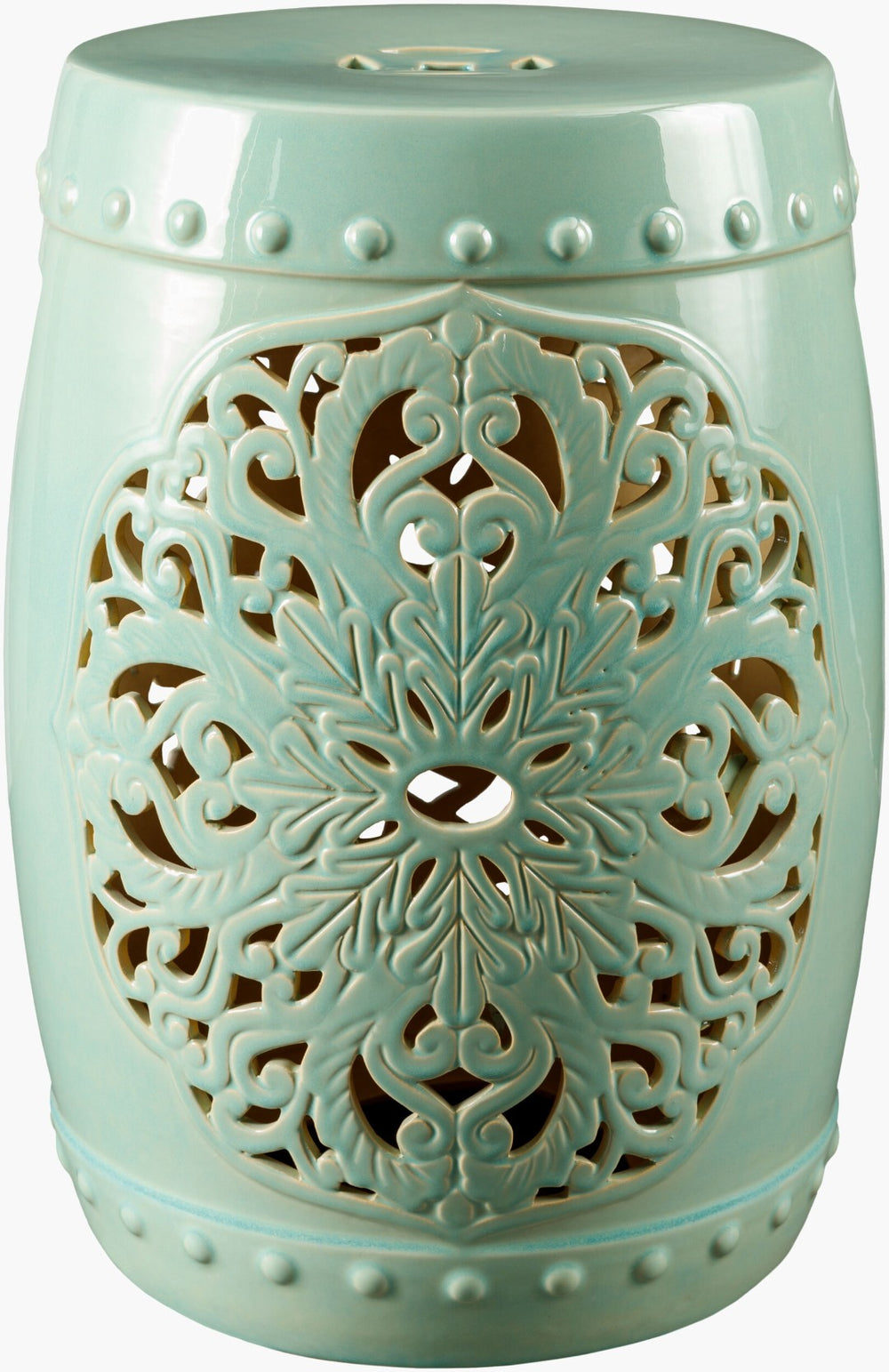 Livabliss Nusrat Glazed Ceramic Garden Stool Versatile Indoor Outdoor Side Table Plant Stand NUS002-181313