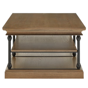 Homelegance By Top-Line Miranda Cornice Rectangle Storage Shelf Coffee Table Brown Wood