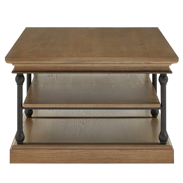 Homelegance By Top-Line Miranda Cornice Rectangle Storage Shelf Coffee Table Brown Wood