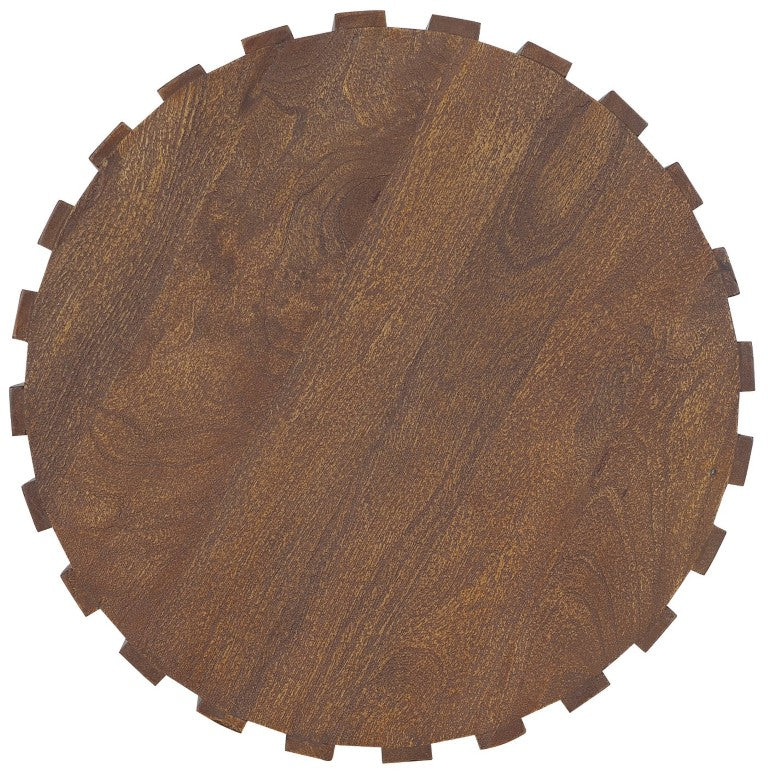 Hooker Furniture Commerce Mango Gear End Table — Ribbed Solid Mango Wood Round Accent Table, Natural Medium Finish, 22" 7228-80212-85