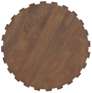 Hooker Furniture Commerce Mango Gear End Table — Ribbed Solid Mango Wood Round Accent Table, Natural Medium Finish, 22" 7228-80212-85