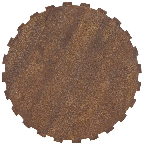 Hooker Furniture Commerce Mango Gear End Table — Ribbed Solid Mango Wood Round Accent Table, Natural Medium Finish, 22" 7228-80212-85