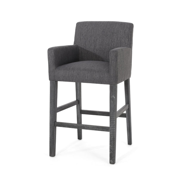 English Elm Upholstered Counter Stools Set of Two with Armrests Rubberwood Base Kitchen Island 71253.00CHAR