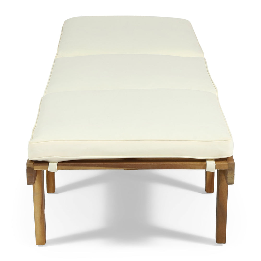 English Elm Ariana Solid Acacia Wood Outdoor Chaise Lounge with Cushion Teak Slatted Patio 57523.00