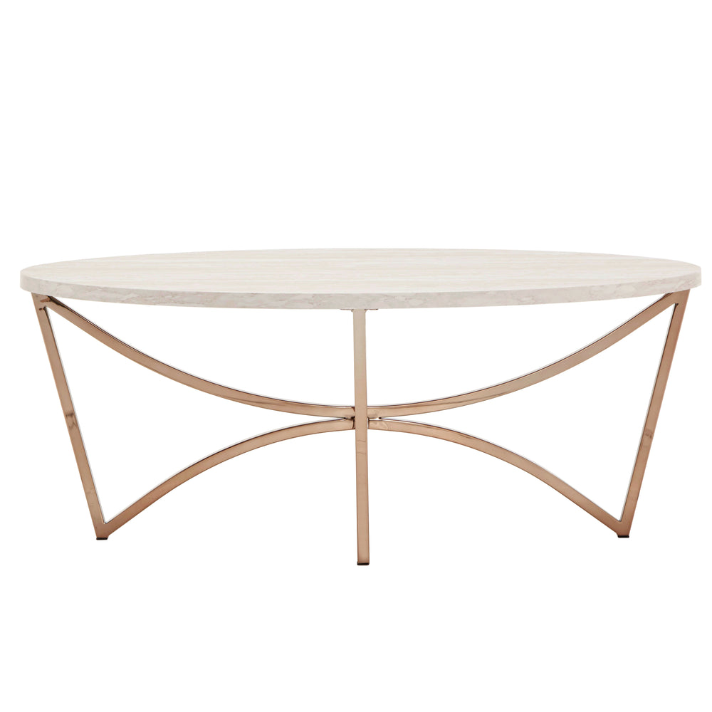 Homelegance By Top-Line Milena Champagne Gold Finish Coffee Table with White Faux Marble Top Champagne Gold Veneer