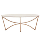 Homelegance By Top-Line Milena Champagne Gold Finish Coffee Table with White Faux Marble Top Champagne Gold Veneer