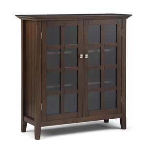 English Elm Acadian 39-Inch Wide Solid Wood Transitional Storage Cabinet With Adjustable Shelves & Glass Doors B136P159678