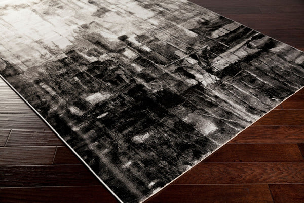 Livabliss Nova Machine Woven Polypropylene Rug Mid Century Modern Turkish Accent for Entryways Black, Charcoal 3'11" x 5'3" NVA3010-3952