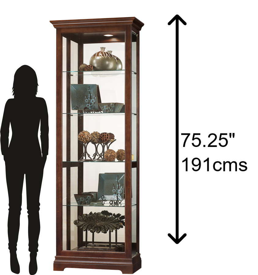 Hekman Furniture 680676 Brantley Vi Curio Cabinet - Elegant Lighted Display With Cherry Bordeaux Finish & Mirrored Back Cherry Bordeaux Brantley Vi Curio Cabinet 680676