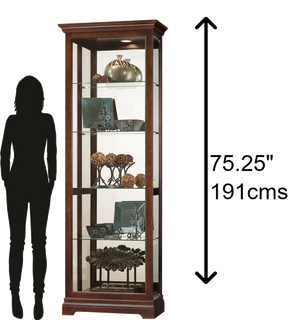 Hekman Furniture 680676 Brantley Vi Curio Cabinet - Elegant Lighted Display With Cherry Bordeaux Finish & Mirrored Back Cherry Bordeaux Brantley Vi Curio Cabinet 680676
