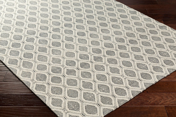 Livabliss Nevada Handwoven Cotton Wool Blend Rug Artisan Crafted for Entryways and Modern Interiors Cream, Black 27" x 45" NVD2300-2745