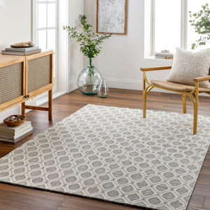 Livabliss Nevada Handwoven Cotton Wool Blend Rug Artisan Crafted for Entryways and Modern Interiors Cream, Black 27" x 45" NVD2300-2745