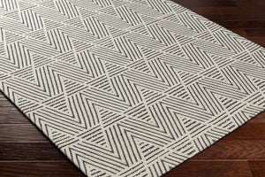 Livabliss Nevada Handwoven Cotton Wool Blend Accent Rug High Pile Artisan Craft for Modern Spaces White, Black 6' x 9' NVD2302-69