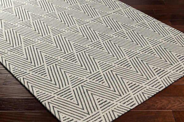 Livabliss Nevada Handwoven Cotton Wool Blend Accent Rug High Pile Artisan Craft for Modern Spaces White, Black 6' x 9' NVD2302-69