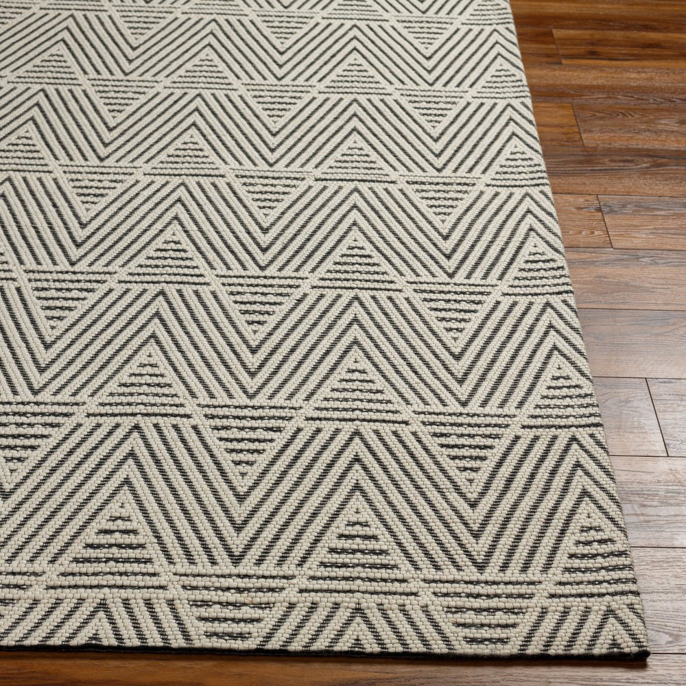 Livabliss Nevada Handwoven Cotton Wool Blend Accent Rug High Pile Artisan Craft for Modern Spaces White, Black 6' x 9' NVD2302-69