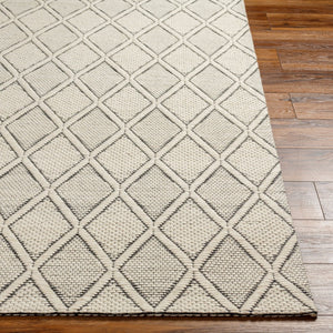 Livabliss Nevada Handwoven Cotton Wool Area Rug Artisan Crafted Plush Accent for Entryway Hallway Cream, Black 27" x 45" NVD2303-2745