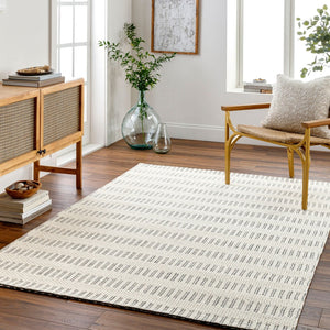 Livabliss Nevada Artisan Cotton Wool Blend High Pile Rug for Bedroom or Reading Nook Decor Cream, Black 8' x 10' NVD2304-810