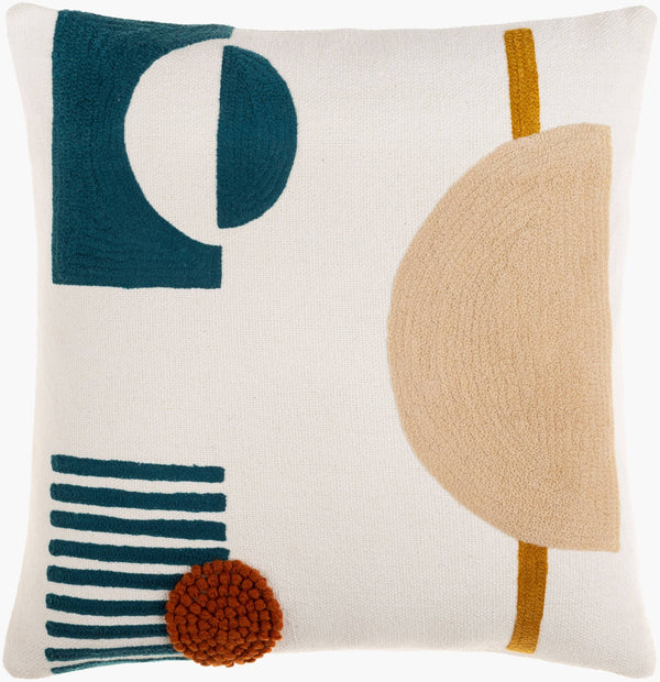 Surya Novel 18” Cotton Accent Pillow - Minimalist Design, Textured Pattern, Perfect For Modern Spaces Cream Cotton,Cotton Nve002-1818d