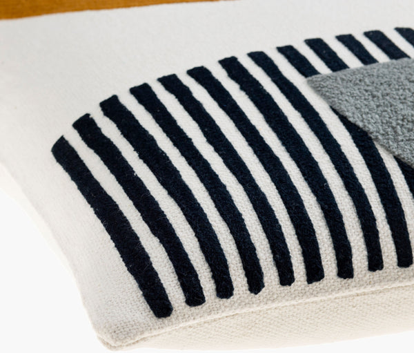 Surya Novel 18” Cotton Accent Pillow - Minimalist Design, Textured Pattern, Perfect For Modern Spaces Cream Cotton,Cotton Nve003-1818d