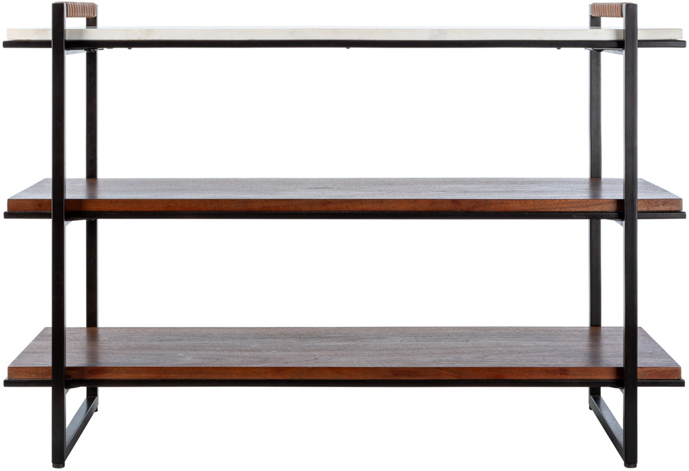 Novelle NVEL-002 28"H x 16"W x 42"D Bookcase NVEL002-281642  Top: White; Base: Metallic - Bronze Surya